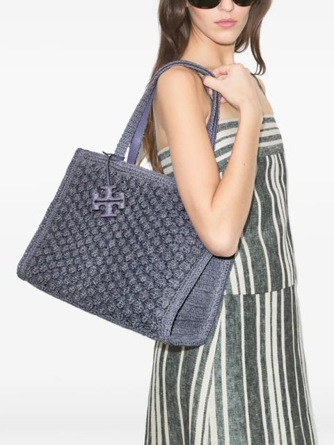 Tory Burch small Ella hand-crocheted popcorn tote bag - Grey - zdjęcie produktu nr 2