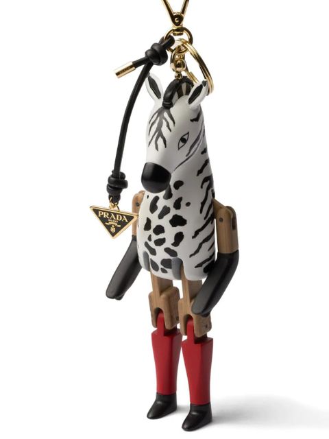 Prada zebra triangle keyring charm - White