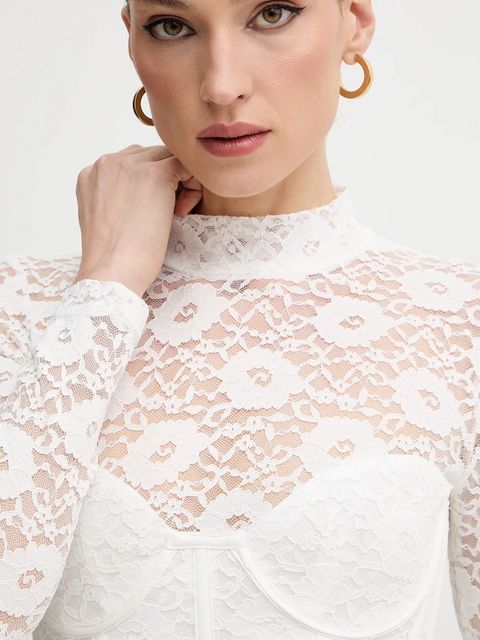 Bardot sukienka kolor beżowy maxi dopasowana 60189DB