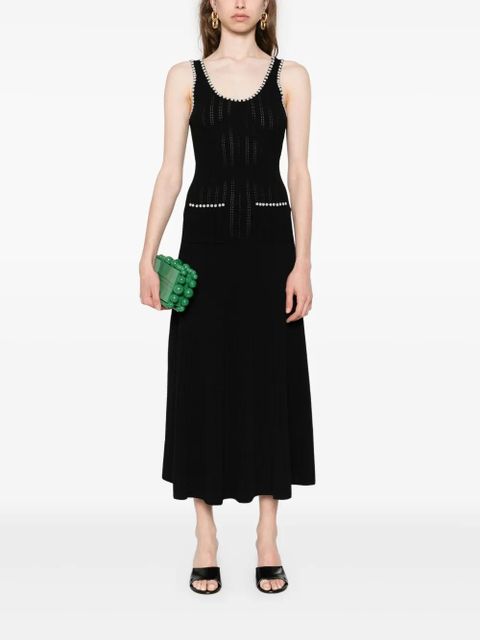 SANDRO faux-pearl embellished midi dress - Black