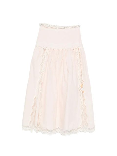 SANDRO Brune lace-trim A-line mid skirt - Pink - zdjęcie produktu nr 1