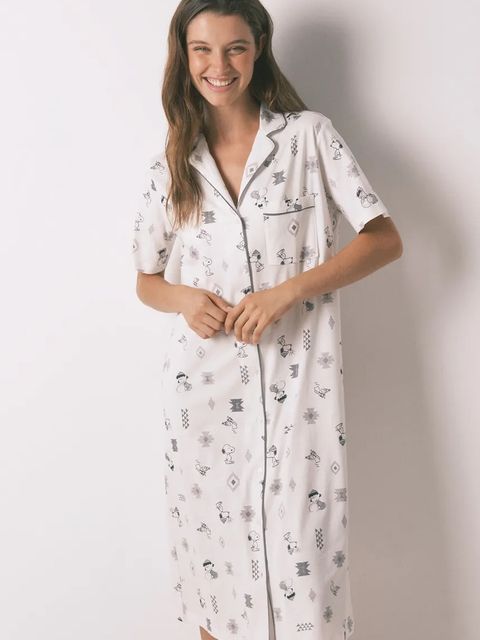 women'secret koszula nocna bawełniana SNOOPY damska kolor biały bawełniana 4442114