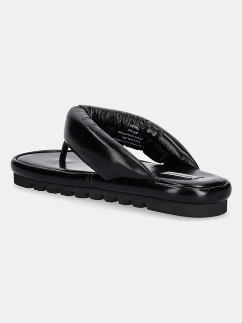 Naked Wolfe japonki skórzane Hilary damskie kolor czarny na płaskim obcasie Hilary Black Leather - zdjęcie produktu nr 2