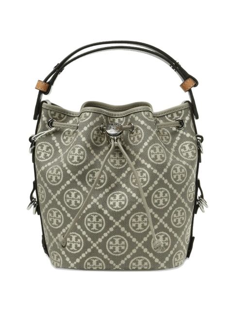 Tory Burch monogram drawstring-fastening bucket bag - Grey - zdjęcie produktu nr 1