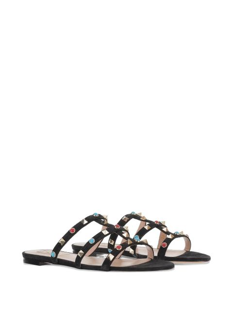 Valentino Garavani Rockstud bead-embellished suede sandals - Black - zdjęcie produktu nr 2