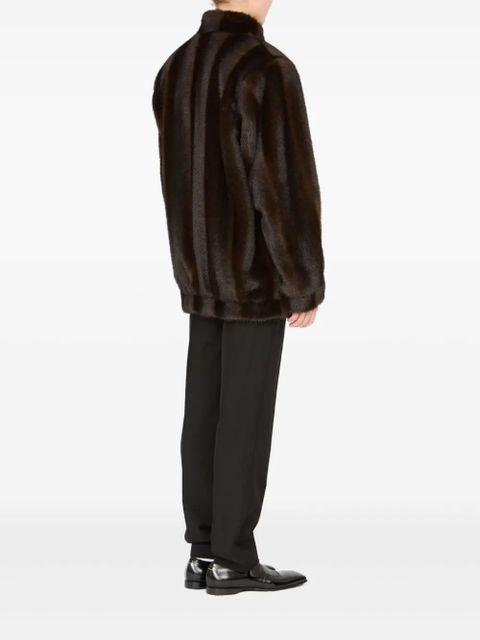 MM6 Maison Margiela faux-fur high-collar jacket - Brown