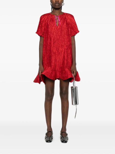 Simkhai plissé ruffled mini dress - Red