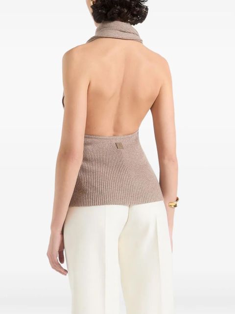 Manière De Voir Elodie knitted draped halterneck top - Brown