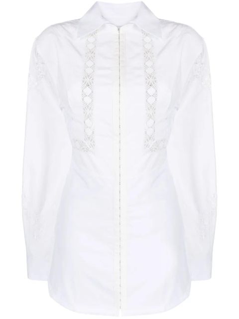 Marine Serre Household linen lace-trim shirtdress - White - zdjęcie produktu nr 1