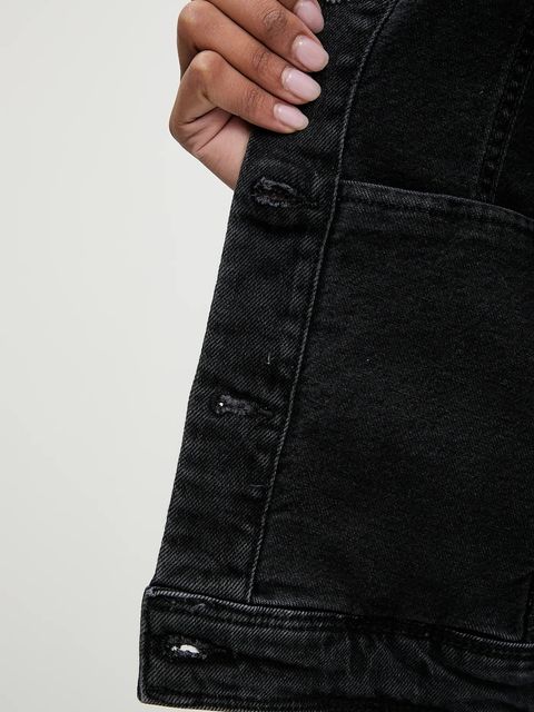 Answear.LAB kurtka jeansowa kolor czarny przejściowa