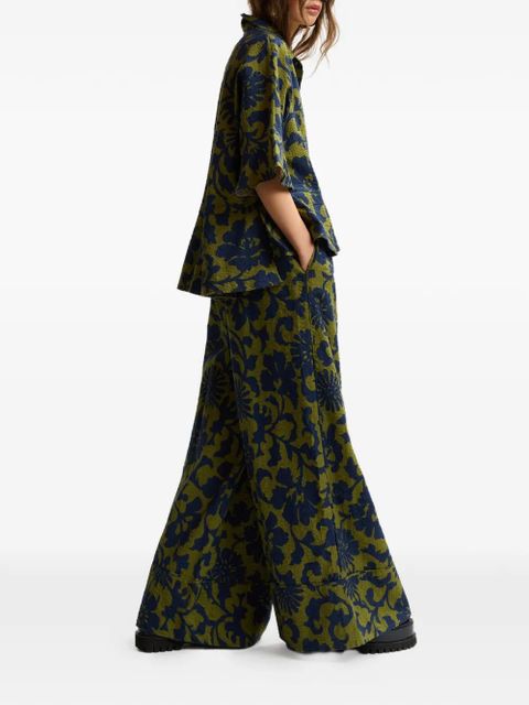 Essentiel Antwerp floral-print peplum-hem polo top - Green