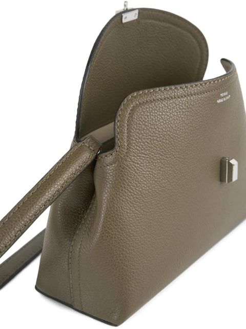 TOTEME T-lock hammered leather clutch bag - Green