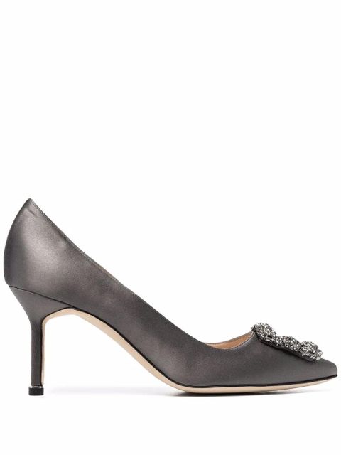 Manolo Blahnik 70mm Hangisi jewelled pumps - Grey - zdjęcie produktu nr 1