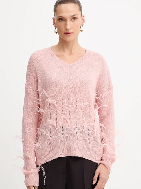 Fracomina sweter z domieszką wełny damski kolor różowy lekki FS25WT7011K50501 - zdjęcie produktu nr 1