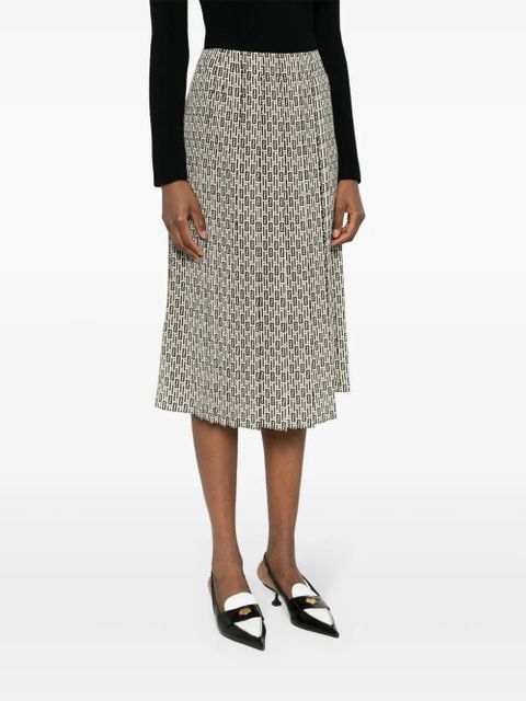 FENDI graphic-print silk midi skirt - Neutrals