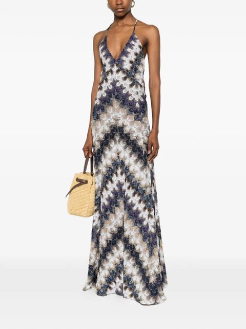 Missoni zigzag-pattern V-neck maxi dress - Blue - zdjęcie produktu nr 2