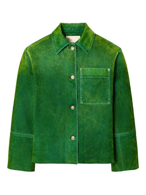 Tory Burch button-fastening patch-pocket denim jacket - Green - zdjęcie produktu nr 1