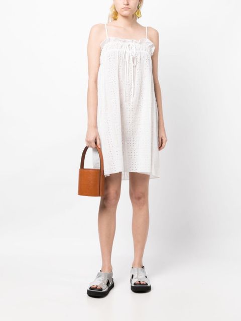 GANNI broderie-anglaise cotton minidress - White