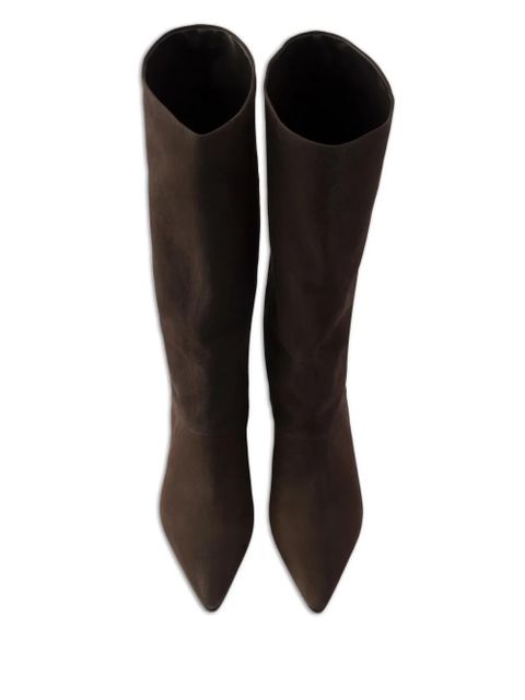 Prada 40mm point-toe leather boots - Brown