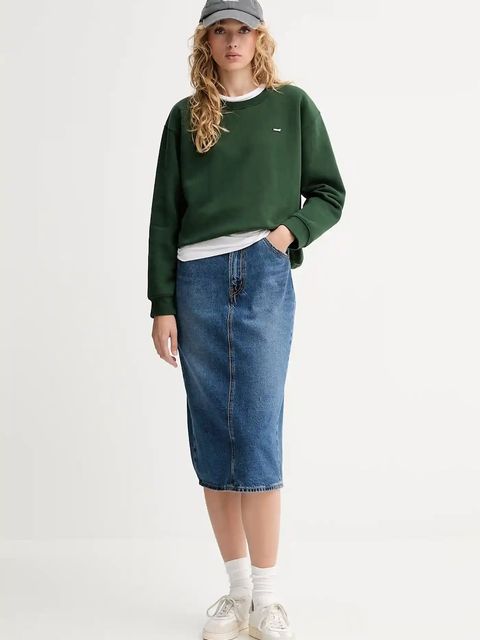 Levi's spódnica jeansowa kolor niebieski midi prosta 001VH