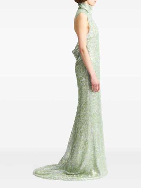 16Arlington Zegli lace sequinned gown - Green