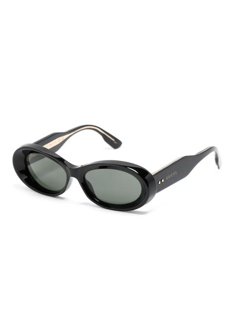 Gucci Eyewear logo-debossed oval-frame sunglasses - Black - zdjęcie produktu nr 2
