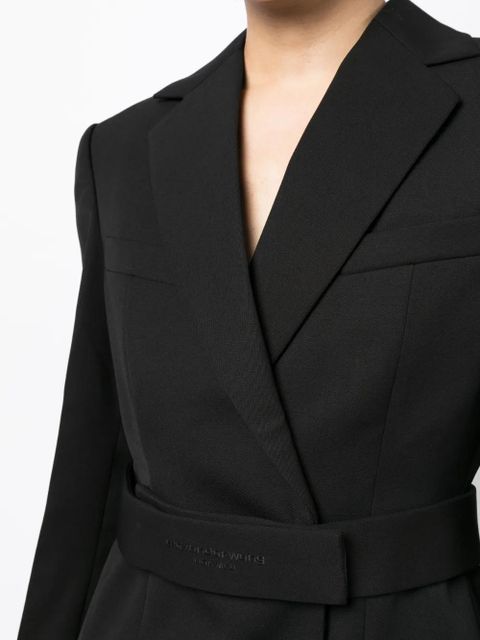 Alexander Wang logo-embroidered belted blazer dress - Black