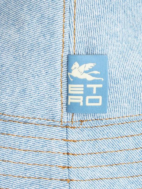 ETRO Pegaso embroidered denim bucket hat - Blue