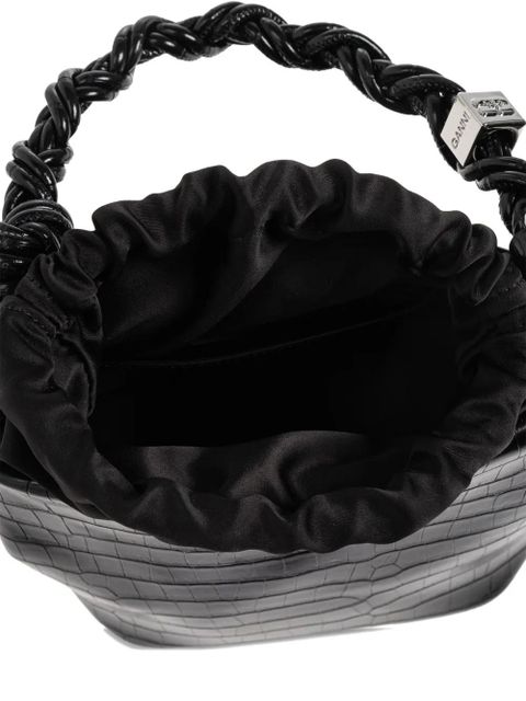 GANNI crocodile-embossed leather tote bag - Black