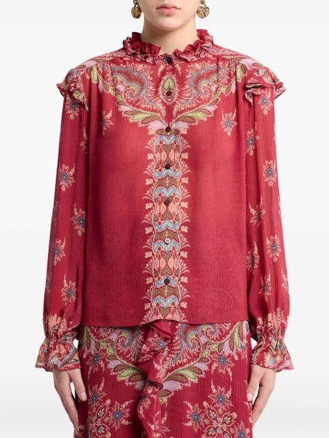 ETRO ruffled paisley-print blouse - Red