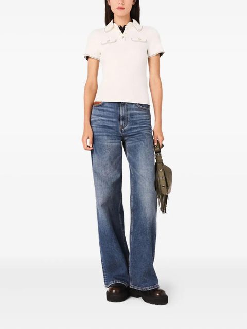 Maje ribbed-knit polo shirt - White - zdjęcie produktu nr 2