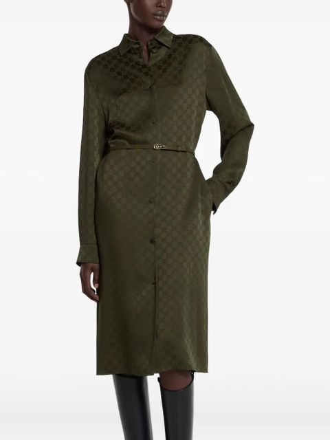 Gucci classic-collar shirt midi dress - Green
