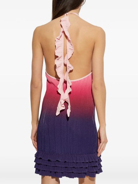 Casablanca ruffled-trim harterneck mini dress - Purple