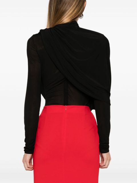 Magda Butrym cape-effect sheer bodysuit - Black