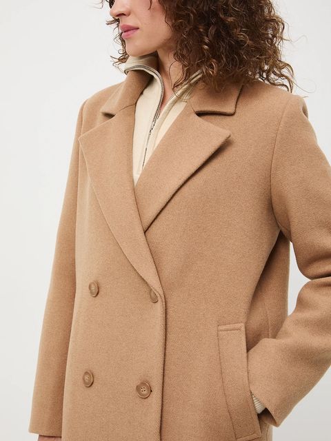 Medicine płaszcz z domieszką wełny damski kolor beżowy - zdjęcie produktu nr 2