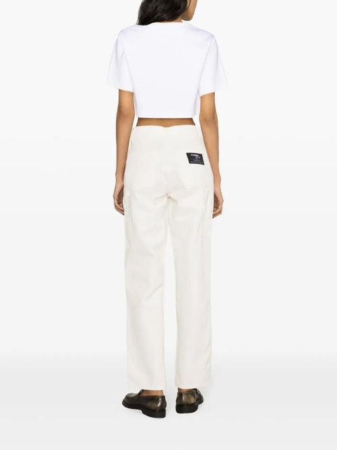 Max Mara logo-print cropped T-shirt - White