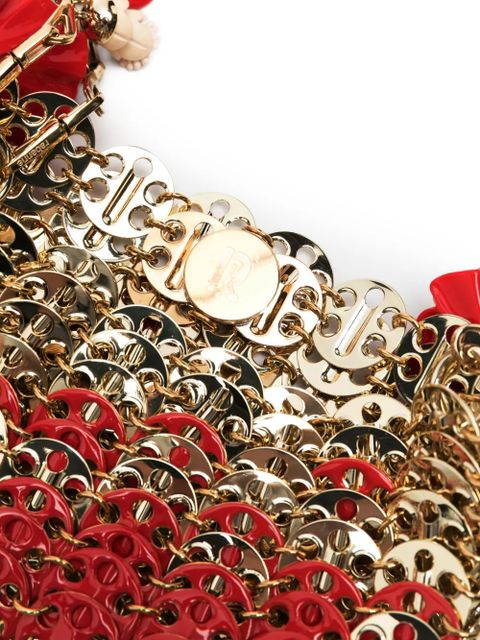 Rabanne nano 1969 floral-appliqué chain shoulder bag - Red