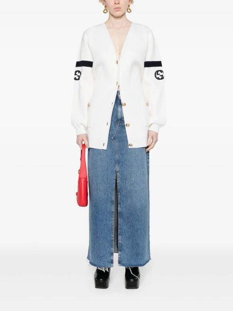 Gucci Horsebit-detail denim maxi skirt - Blue