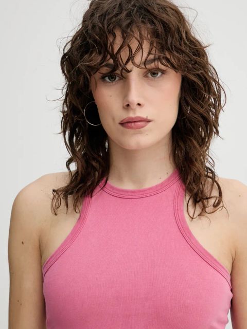 Samsoe Samsoe top bawełniany kolor różowy