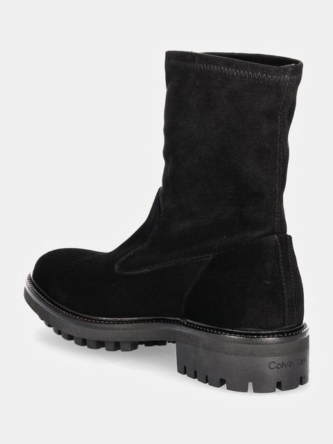 Calvin Klein botki zamszowe FLAT SOCK BOOT SUE MIX