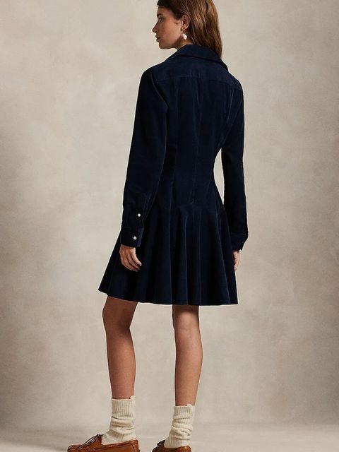 Polo Ralph Lauren sukienka bawełniana kolor granatowy mini rozkloszowana 211972069