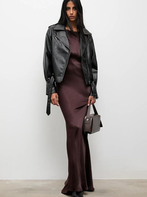 Twinset sukienka kolor brązowy maxi dopasowana 252TT2240