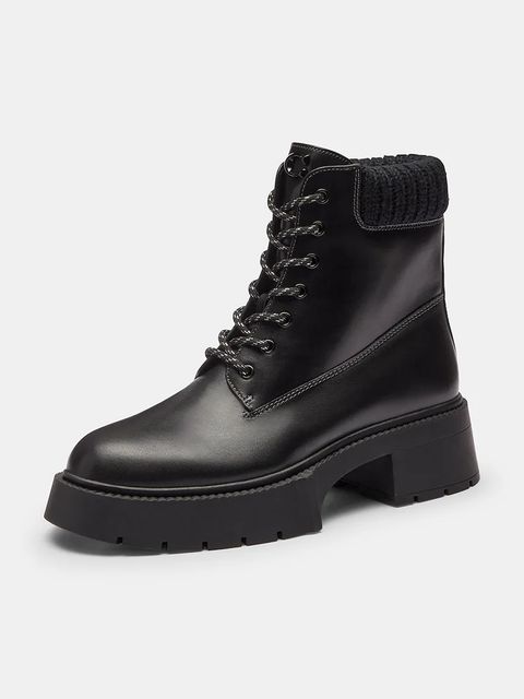 Coach botki skórzane Leah Platform damskie kolor czarny na słupku CCH88