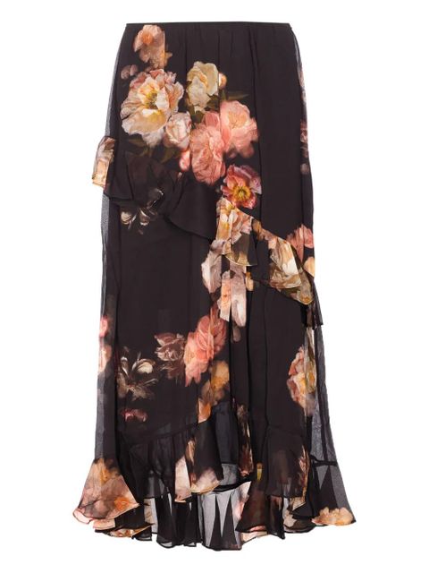ZIMMERMANN floral-print ruffled skirt - Black - zdjęcie produktu nr 1