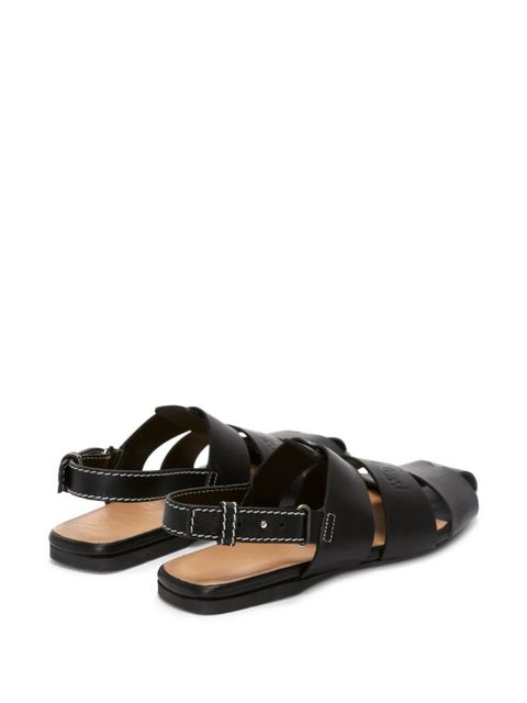 JW Anderson logo-debossed leather fisherman sandals - Black