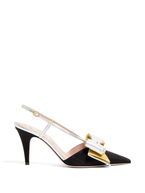 Valentino Garavani Bowow slingback pumps in Moirè fabric 85mm - Black - zdjęcie produktu nr 1