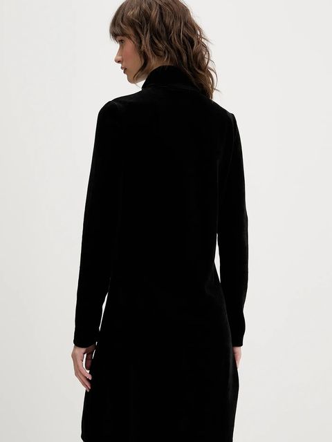 Hugo Blue sukienka welurowa kolor czarny mini dopasowana 50549677