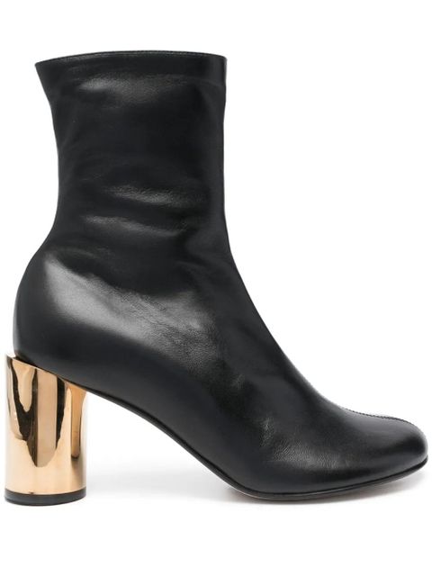 Lanvin 75mm round-toe leather boots - Black - zdjęcie produktu nr 1