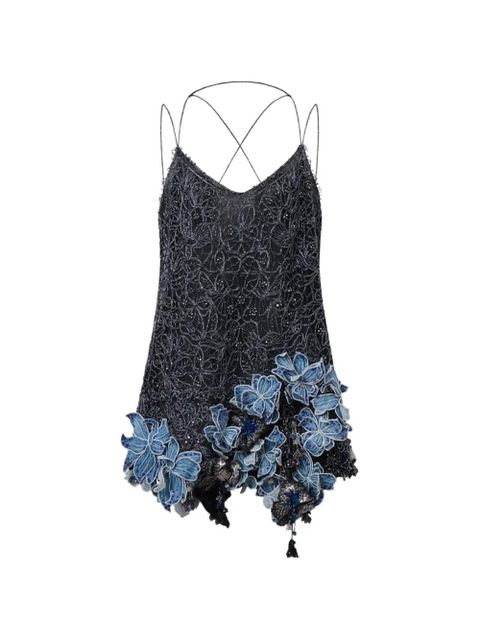 ISABEL MARANT Oliska flower-embellishment beaded-details silk dress - Black - zdjęcie produktu nr 1