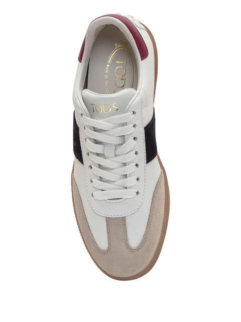 Tod's contrasting leather trainers - White